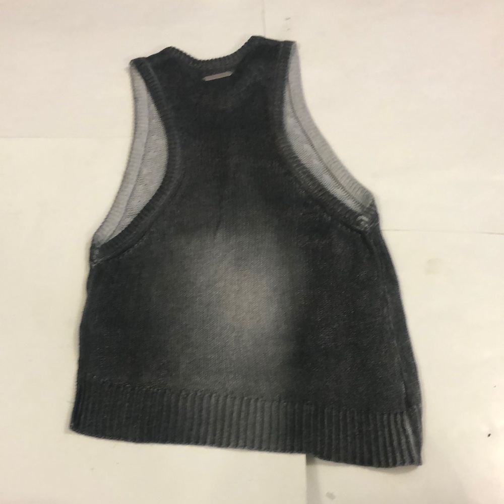 Armani Exchange XXS Top Gray Sleeveless Knit Metallic Distressed Asymmetrical - Picture 5 of 6